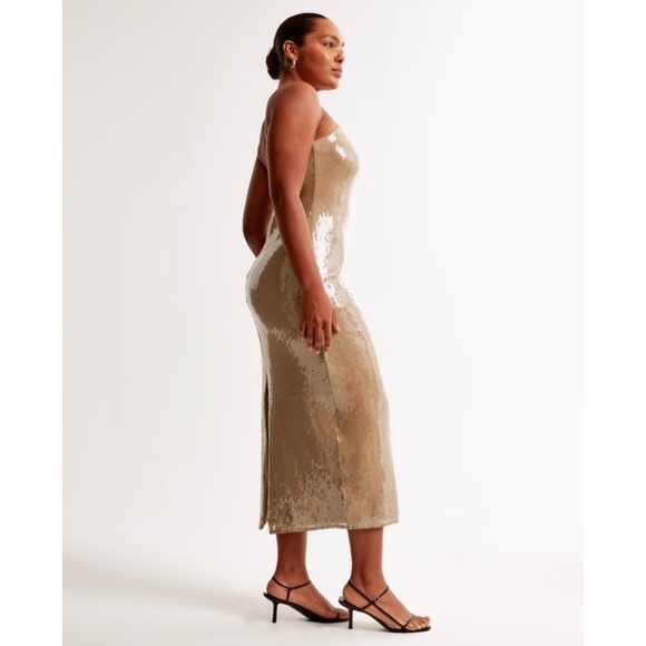 Abercrombie Straight Neck Sequin Midi Dress, size M - Picture 4 of 9